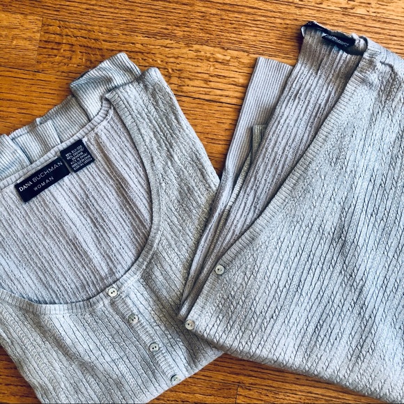Dana Buchman Sweaters - SILVER-GRAY CARDIGAN SET